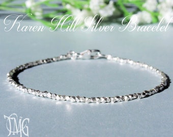 Karen Hill Silberarmband, 1,7 mm Perlen, Sterling Silber Armband, Zierliches Silber Armband, Super Skinny Silber Armband, Stapeln Armband