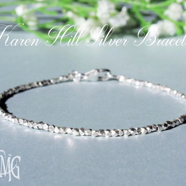 Karen Hill Silver Bracelet, 1.7 mm beads, Sterling Silver Bracelet, Dainty Silver Bracelet, Super Skinny Silver Bracelet, Stacking Bracelet