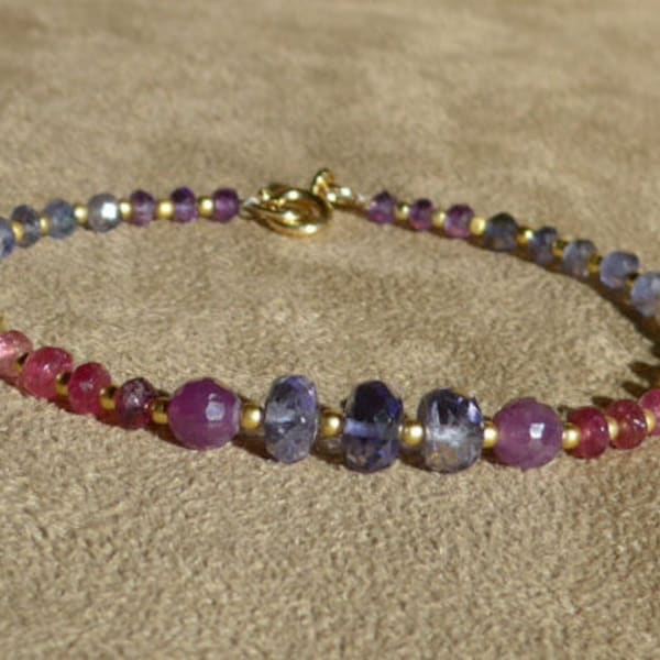 LAST ONE: Tourmaline Bracelet, Iolite Bracelet, Gemstone Bracelet, Ombre Bracelet, Dainty Bracelet, Ruby Bracelet, Beaded Bracelet