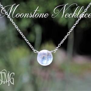 Moonstone Necklace, June Birthstone, Genuine Gemstone Crystal,  Rainbow Blue Flash Moonstone Petite, Sterling Silver or Gold Filled Chain