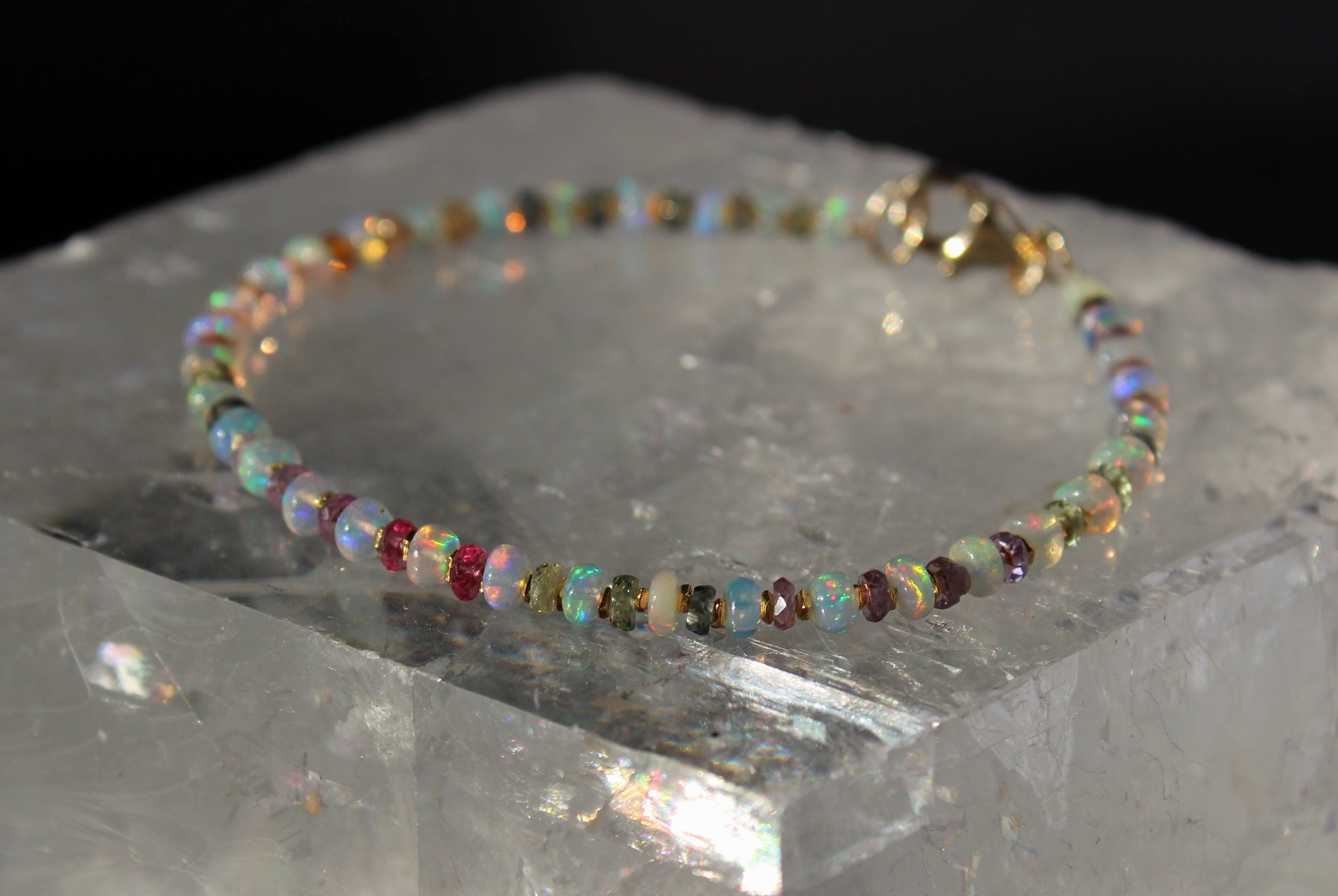 Opal Bracelet, Ethiopian Opal Bracelet, Sapphire Bracelet, October Bi…