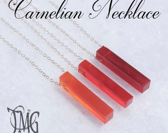 Carnelian Necklace, Carnelian Pendant Necklace, Carnelian Crystal Necklace, Raw Crystal Pendant Necklace, Sterling Silver