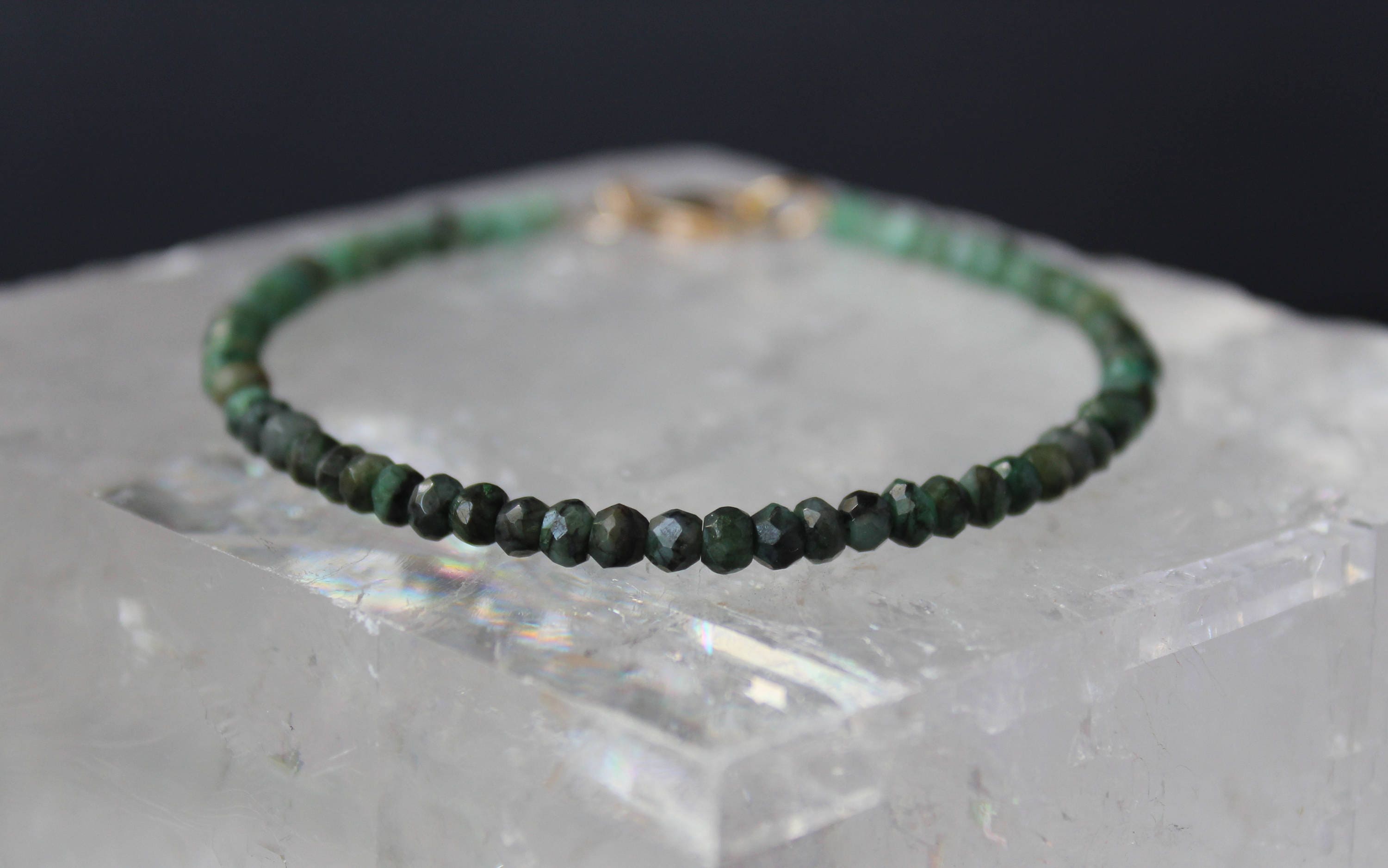Emerald Bracelet, raw Emerald bracelet, May Birthstone, Gemstone Bead…