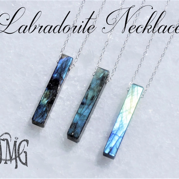 Labradorite Crystal Necklace, Healing Crystal Necklace, Raw Labradorite Necklace,Raw Crystal Necklace,Genuine Gemstone Necklace,Gift for Her