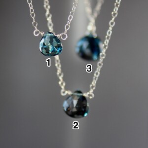 London Blue Topaz Necklace, December Birthstone, Floating Necklace, Pendant Necklace, Gemstone Necklace, Dainty Necklace