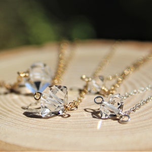 Herkimer Diamond Necklace, April Birthstone, Dainty Genuine Gemstone Crystal Quartz Necklace, Sterling Silver, Gold Filled, Bridal Necklace image 3