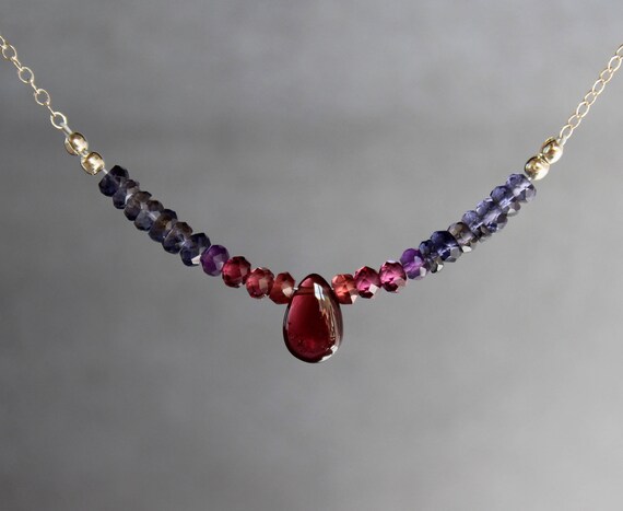 Ethiopian Opal Purple Garnet Beaded Necklace Natural Beaded Necklace for Her Birthday Gift Dainty Necklace Ethiopian Opal Purple Garnet Beaded Necklace Natural Beaded Necklace for Her Birthday Gift Dainty Necklace