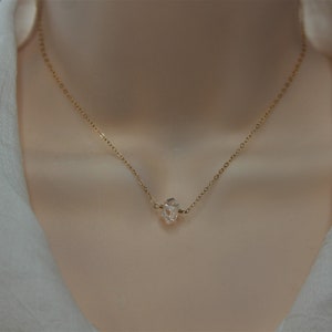 Herkimer Diamond Necklace, April Birthstone, Dainty Genuine Gemstone Crystal Quartz Necklace, Sterling Silver, Gold Filled, Bridal Necklace image 9