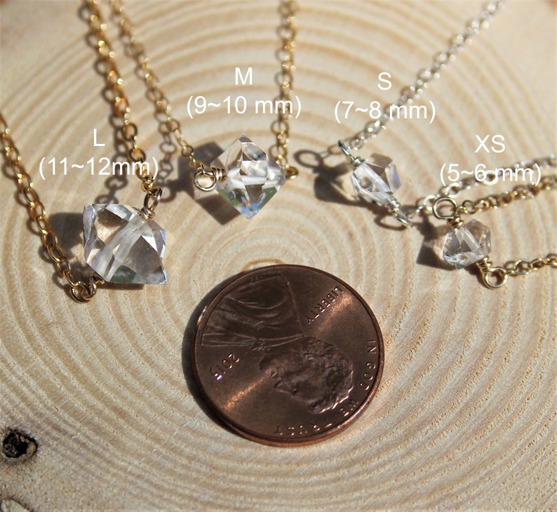Herkimer Diamond Necklace, April Birthstone, Dainty Genuine Gemstone Crystal Quartz Necklace, Sterling Silver, Gold Filled, Bridal Necklace image 7