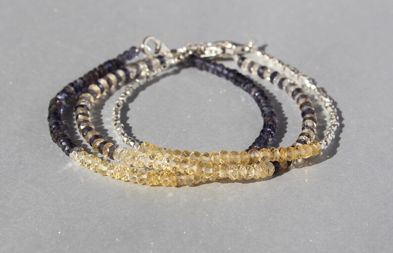 Citrine Bracelet, Herkimer Diamond Bracelet, Dainty Beaded Bracelet, November birthstone, Skinny Bracelet, Anklet, Genuine Gemstone Crystal image 7