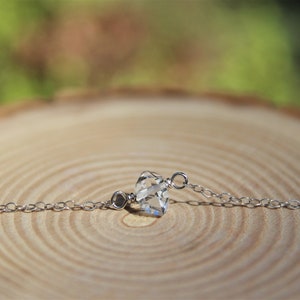 Herkimer Diamond Necklace, April Birthstone, Dainty Genuine Gemstone Crystal Quartz Necklace, Sterling Silver, Gold Filled, Bridal Necklace image 5