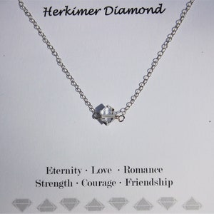 Herkimer Diamond Necklace, April Birthstone, Dainty Genuine Gemstone Crystal Quartz Necklace, Sterling Silver, Gold Filled, Bridal Necklace image 6