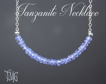 Tanzanite Necklace, December Birthstone, Genuine Gemstone Necklace, Crystal Necklace, Dainty Necklace, All natural Tanzanite