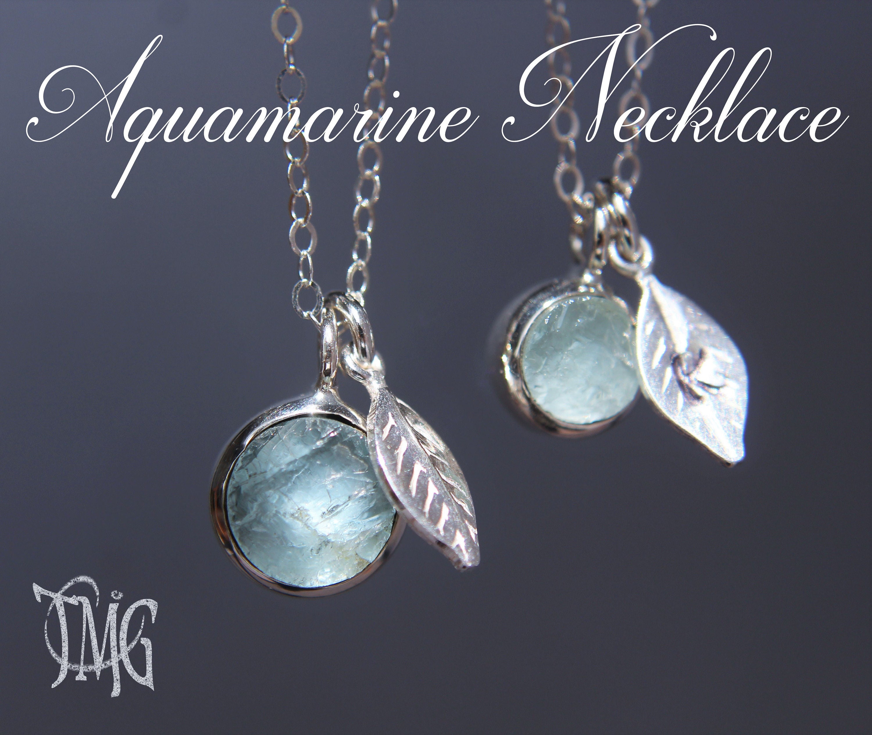 Raw Aquamarine Necklace, March Birthstone, Aquamarine Necklace, Perso…