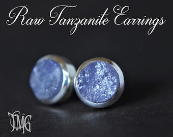 Raw Tanzanite Stud Earrings, December Birthstone, Tanzanite Earrings, Raw Genuine Gemstone Earrings, Dainty Stud Earrings, Crystal Earrings