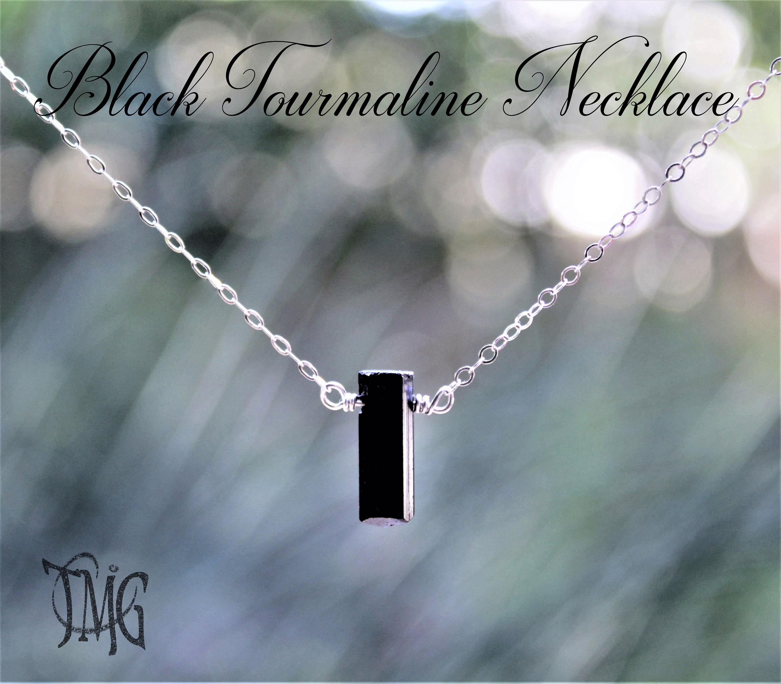 Empath Protection Necklace, Raw Black Tourmaline Necklace, Point Genu…