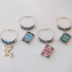 Jane Austen Book Set - Book Club Wine Charms - No Hook, Easy Open - Stocking Stuffer - Pride and Prejudice, Emma, Sense and Sensibility