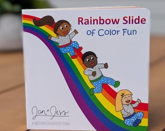 Rainbow Slide Book - Children's Board Book - Ages 0 to 5 - Learning Colors - Hardcover Picture Book - Rhyming Story - Easy to Read