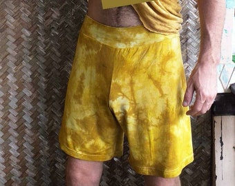 Ethically made Bamboo Sleeping shorts, Organic cotton, Oeko-Tex certified, Low impact dye, Mustard boxer shorts, Organic Cotton Shorts