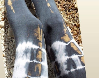 The golden Dirt Leggings, black tie dye, fully home made, black, gold, Yoga leggings