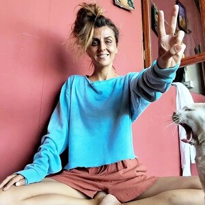 Certified Bamboo fleece Sweat Shirt, low impact dye, Bamboo clothing, dalto, green, denim blue, low impact dye, cropped Bamboo sweater