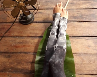 Leginsy Cindergy/Leginsy do jogi tie-dye/Leginsy z szerokim pasem/Leginsy w stylu tribal/Leginsy shibori/Leginsy festiwalowe/Leginsy