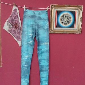 Ethically made shiva moon Leggings, Bamboo Yoga Leggings / Tie Dye leggings, yoga leggings,black, Shibori Legging