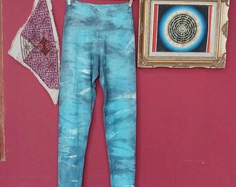 Ethically made shiva moon Leggings, Bamboo Yoga Leggings / Tie Dye leggings, yoga leggings,black, Shibori Legging