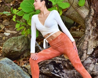 Sustainable Yoga Leggings I Ethically Made Leggings I XX Long Leggings I Custom Leggings I Tie dye Leggings I Terracotta colored Leggings