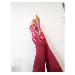 Bordeaux Kreise Leggings/ Tie Dye Yoga Leggings/ Große Bund Leggings/Tribal Leggings, dalto, rot, rot, super weiche Leggings Bild 1