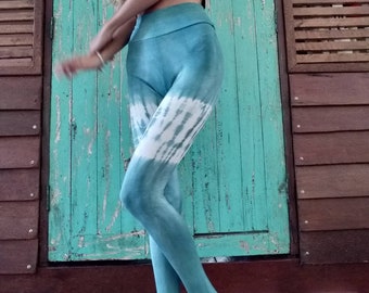 Oekotex Bamboo Ocean coloured Yoga leggings/ Tie dye Leggings/denim blue/Dalto
