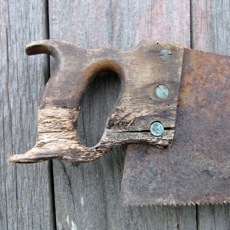 Antique Hand Saw Vintage Tools Display Primitive Decor Etsy
