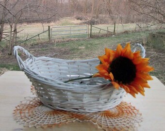 White Wicker Basket | Spring Home Decor