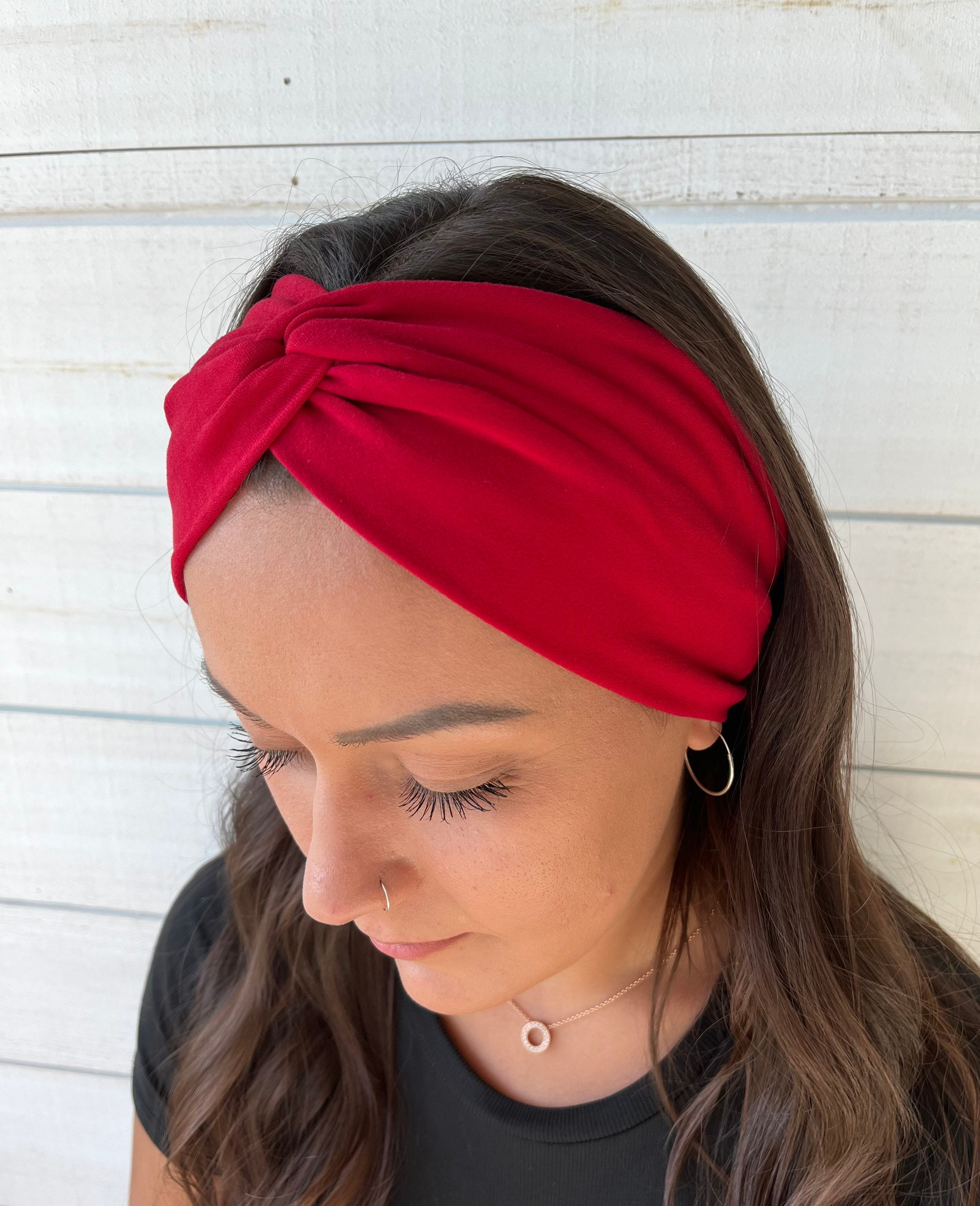 Red Twisted Headband, Soft Double Brushed Poly Turban