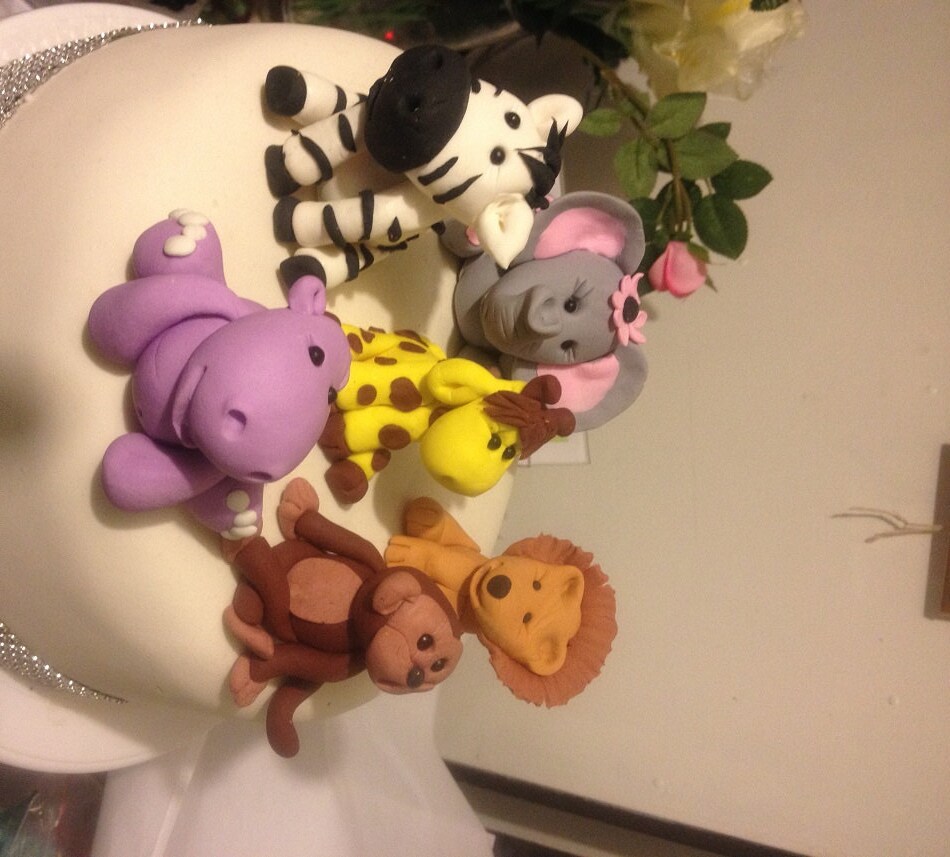 Gluten Free Edible Fondant Jungle Animals Cake Topper 7cm Etsy Australia