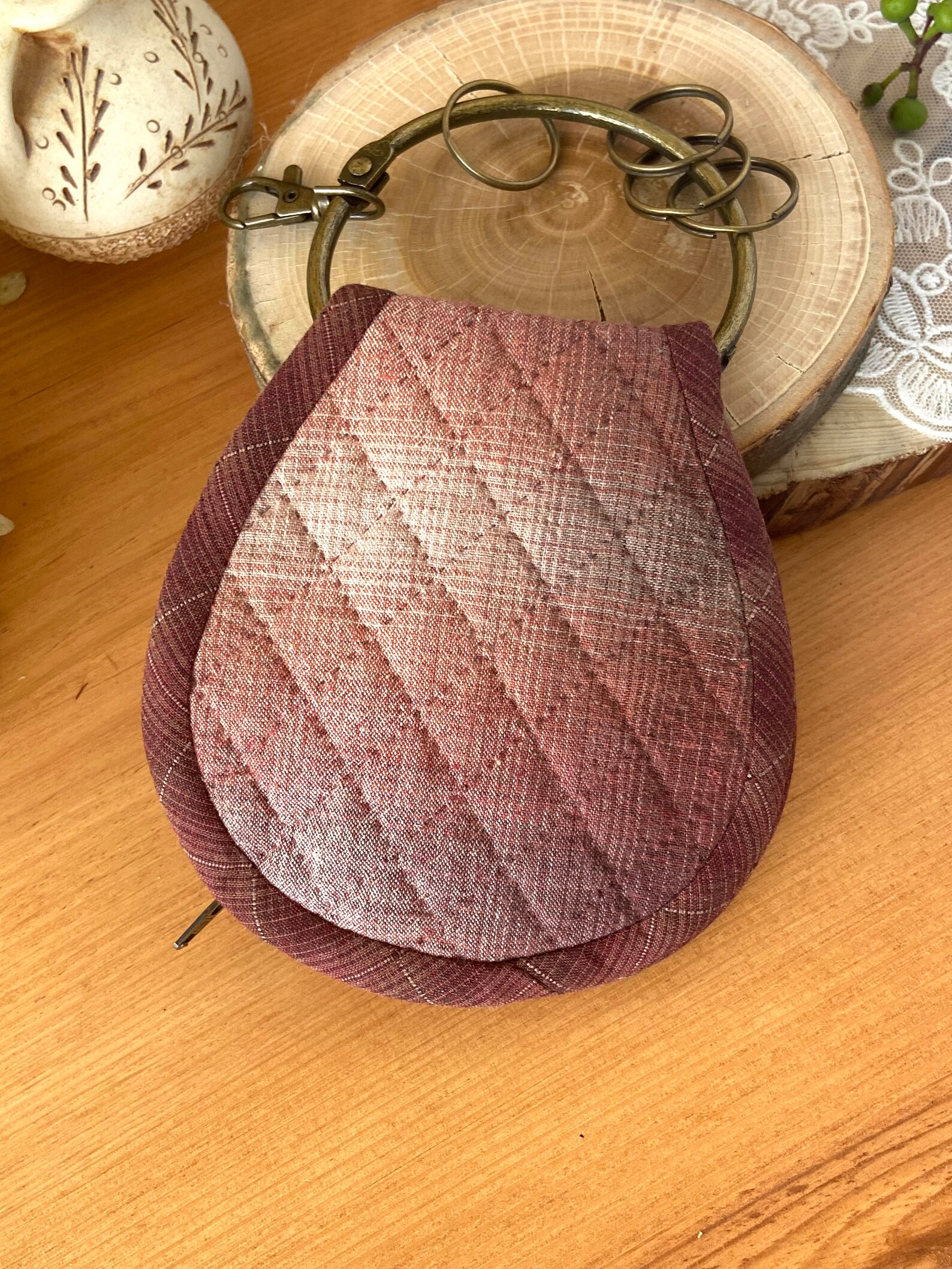 Japanese Patchwork Fabric Key Holder, Quilted Key Holder, Patchwork Key