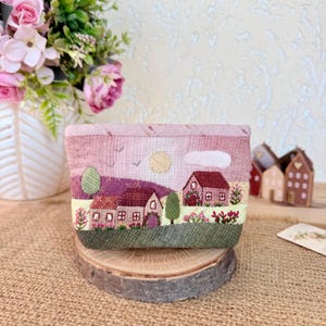 Patchwork  zipper pouch, Small  purse, Quilted coin purse, Patchwork headphone case, Small wallet, mini Cosmetic bag