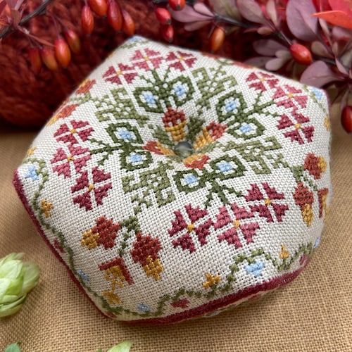 Biscornu Pattern PDF Flower Basket Cross Stitch Pincushion Etsy