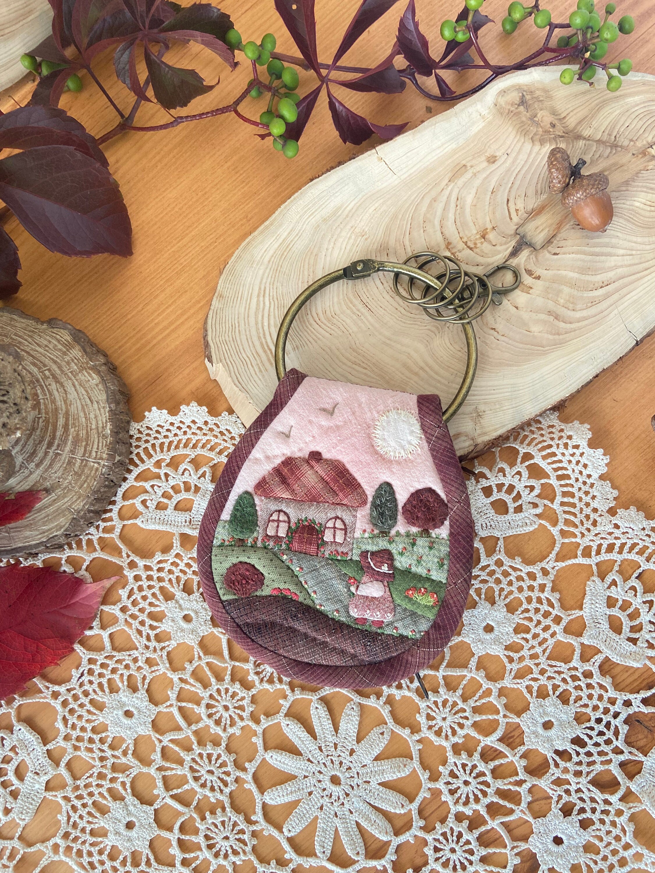 Japanese Patchwork Fabric Key Holder, Quilted Key Holder, Patchwork Key ...