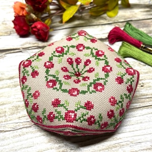 Biscornu Pattern PDF Flower Basket Cross Stitch Pincushion Instant ...