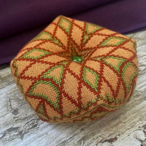 Copper Biscornu Pincushion Cross Stitch Pattern (PDF Chart)