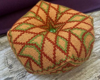 Copper Biscornu Pincushion Cross Stitch Pattern (PDF Chart)
