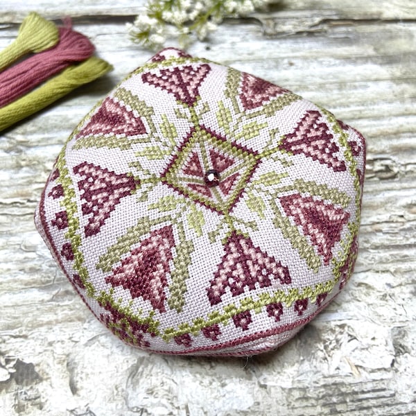 Biscornu Pattern PDF Lilac green pincushion Cross stitch pincushion Instant Download PDF Chart