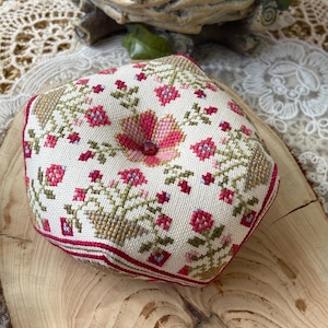 Biscornu Pattern PDF Flower Basket  Cross stitch pincushion Instant Download PDF Chart