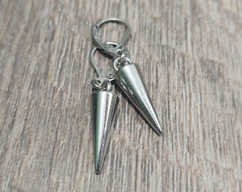 Antiqued Silver Spikes Short Metal Spike Pendant Pendulum Earring Findings Qty 9