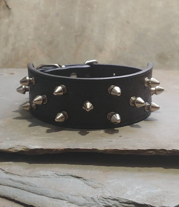 Vintage Spiked Choker Black Leather Collar Necklac