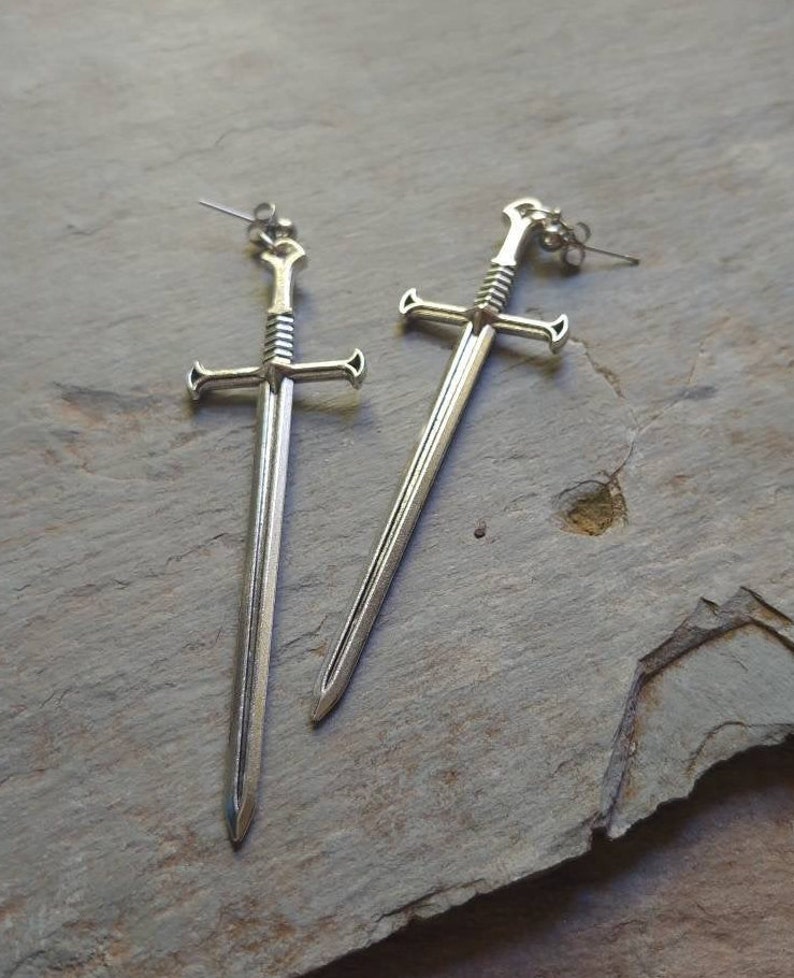 Long Dagger Earrings With Stainless Steel Earring Backs Etsy