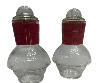 2 Vintage Mckee Hottle Glasbake Clear Glass Bottles With Yellow