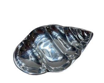 Pewter flat gastropod seashell trinket dish