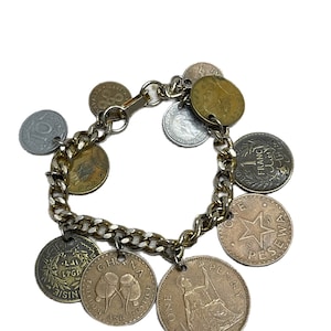 Vintage coins charm bracelet